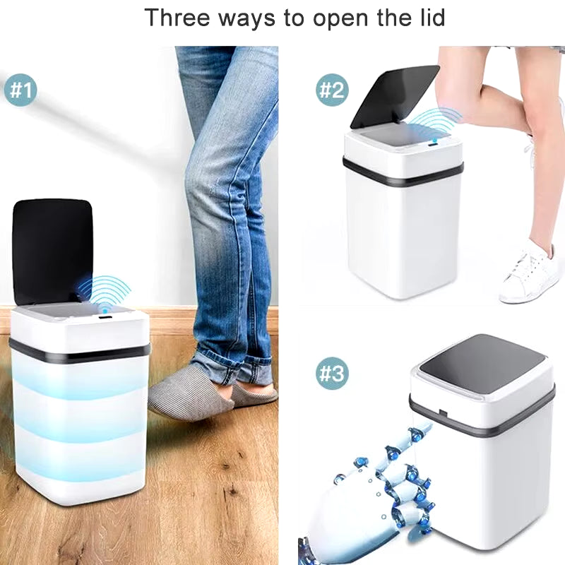 Kitchen Trash Bin 13L Bathroom Touch Trash Can in the Toilet Smart Garbage Bucket Waste Bins Dustbin Smart Trash Can Kitchen
